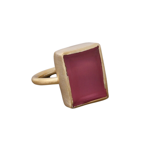 Pink Monalisa 18K Matte Gold Plated Ring
