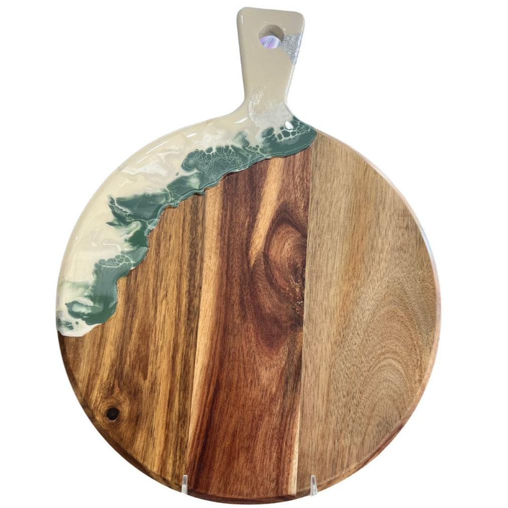 Off White and Green Charcuterie Board