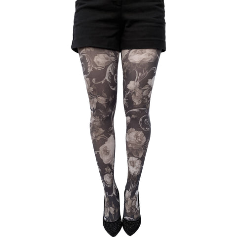 White Floral Tights for Women