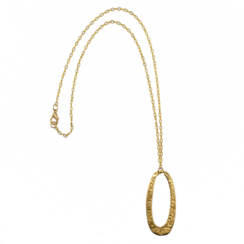 Hammered Oval Brass Necklace
