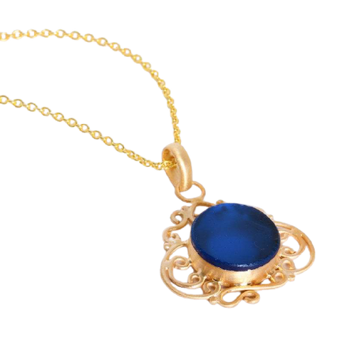 Blue Aventurine, 18K Gold Plated Necklace.