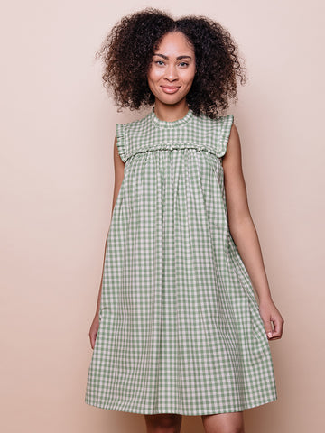 Soleil Sage Gingham Dress