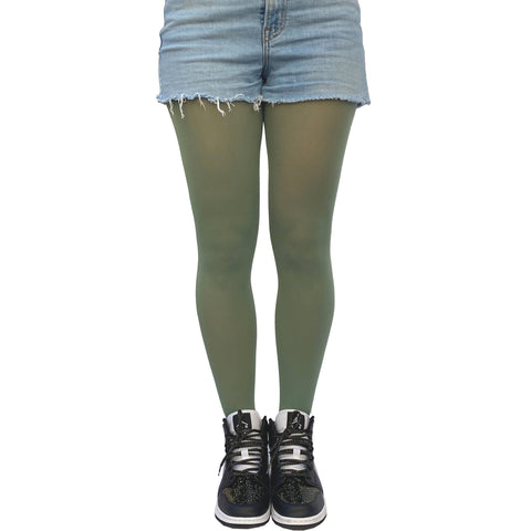 Leaf Green Tights Opaque for Women