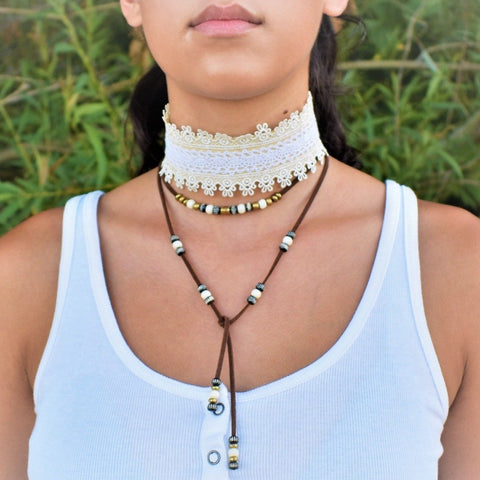 Cream and White Lace Choker