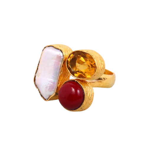 White Pearl Multi Stone Ring