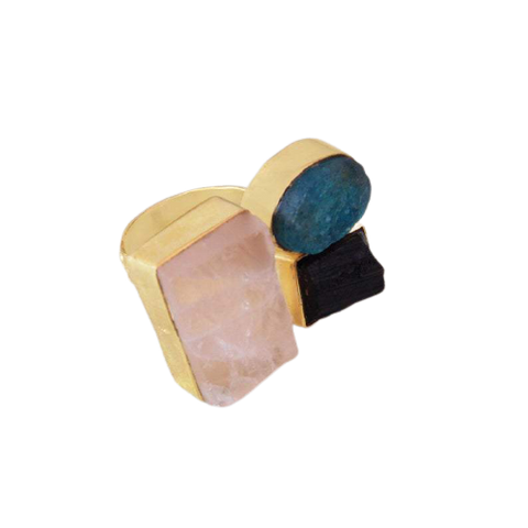 Rose Quartz and Apatite Multi Stone Ring