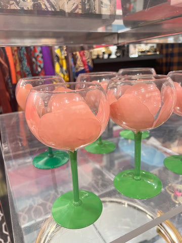 Set of 7 Hand Painted Wine Glasses