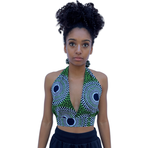 The Chroma Collection Halter Top - Black, White and Green