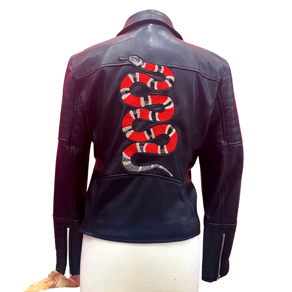 Black moto embellished jacket