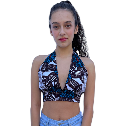 The Chroma Collection Halter Top - Blue Leaf