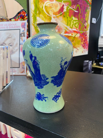 Painted Celadon Chinese Vase