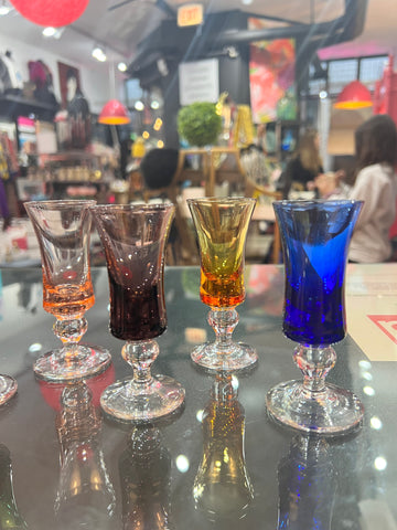 Set of 6 Vintage Color Shot Glasses