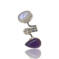 Amethyst And Rainbow Moonstone Silver Ring