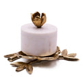 Hand Poured Soy Wax White Marble Candle with Gold Tulip with Gold Flower Tray