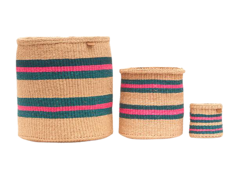 NDOTO: Turquoise, Pink and Sand Woven Storage Basket