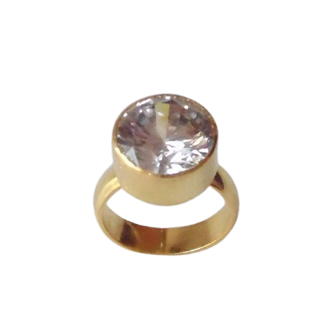 White Cubic Zirconia Round Stone Ring