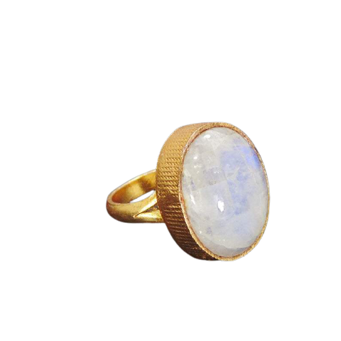 Rainbow Moonstone Etched Setting Ring