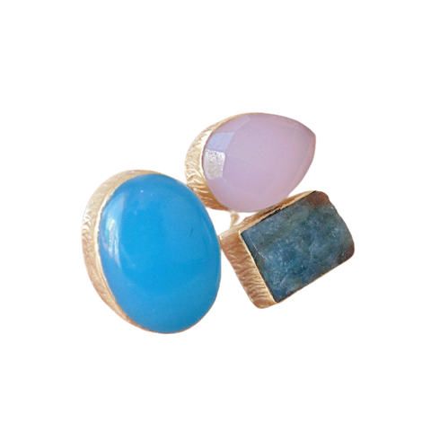 Blue Chalcedony Multi Stone Ring