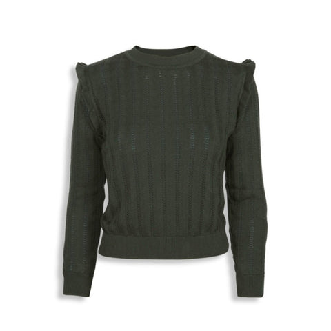 Forest Green Ruffle Knitted Top