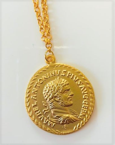 Roman Greek Brass Coin Pendant Necklace