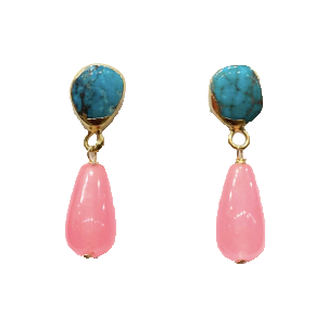 Turquoise Stud Earrings with Assorted Stones