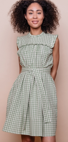 Soleil Sage Gingham Dress