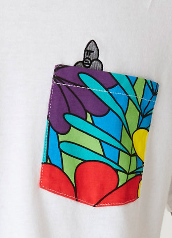 Pocket T White V-Neck