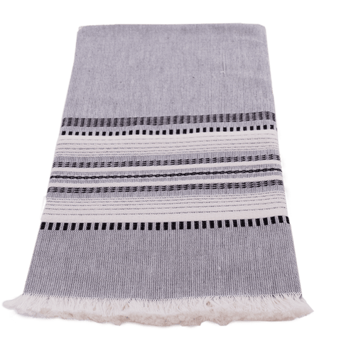 Towel Slate with Black & White Stripes